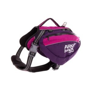 Harnais de randonnée pour chien avec sacoches backpack arka haok Violet-Rose